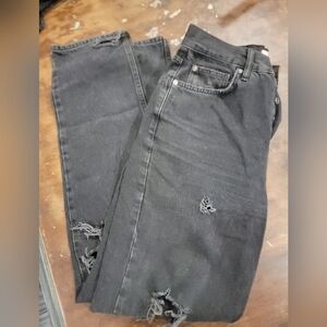 We the Free Size 27 Black Ripped Straight Leg Jean
